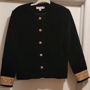 Talbots Black Jacket with Gold Trimmed Cuffs. Size 8